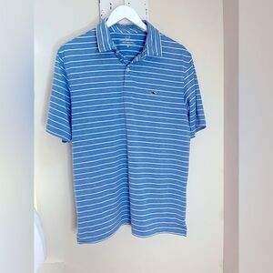 Vineyard Vines Light Blue Striped Polo Shirt; Size Medium. NWOT